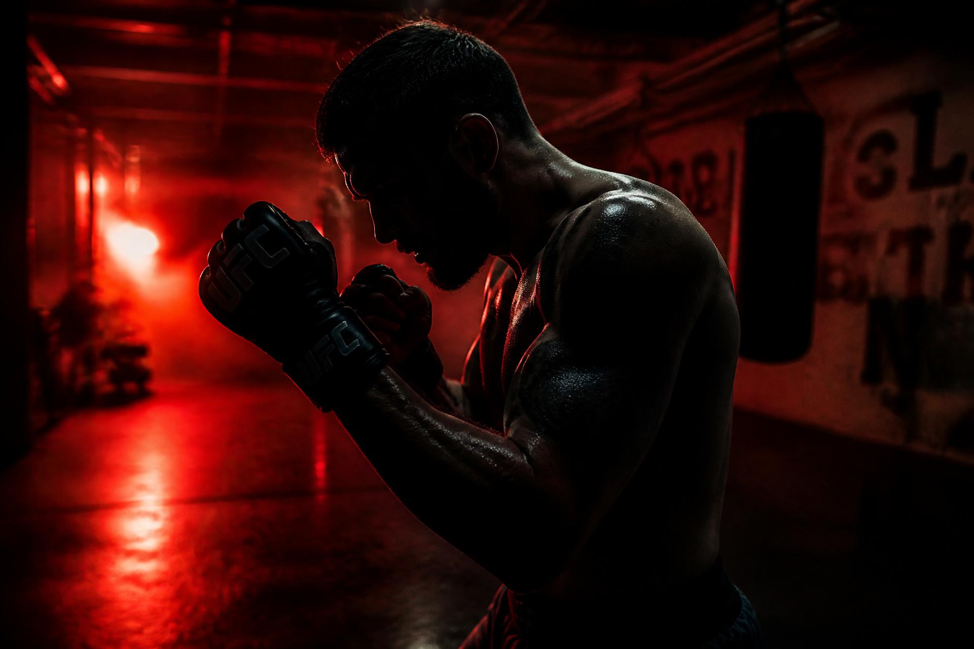 MMA fighter in the shadows